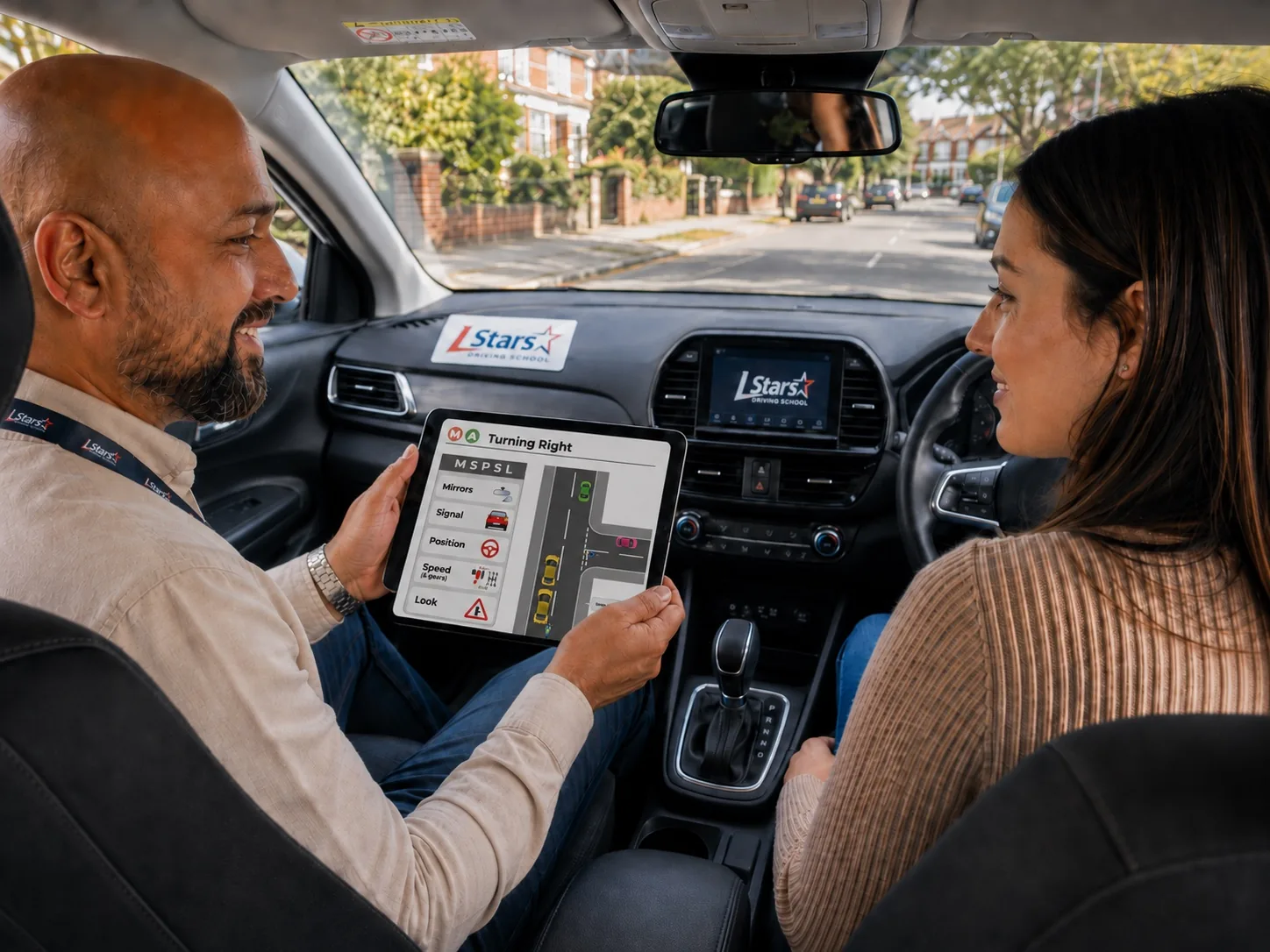Structured coaching during an L Stars automatic driving lesson