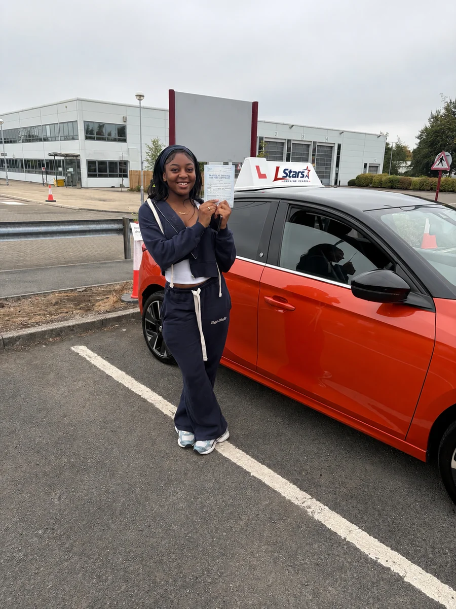 Liz after passing her driving test
